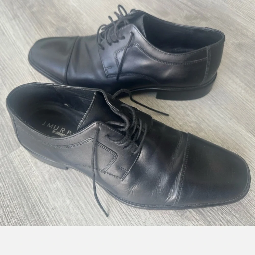 Johnston & Murphy J. Murphy Leather Cap Toe Oxfords Mens 12W Black Dress Shoes